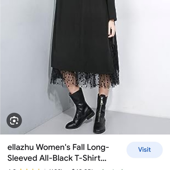 ELLAZHU BLACK WOMEN T-SHIRT DRESS. - Picture 2 of 7